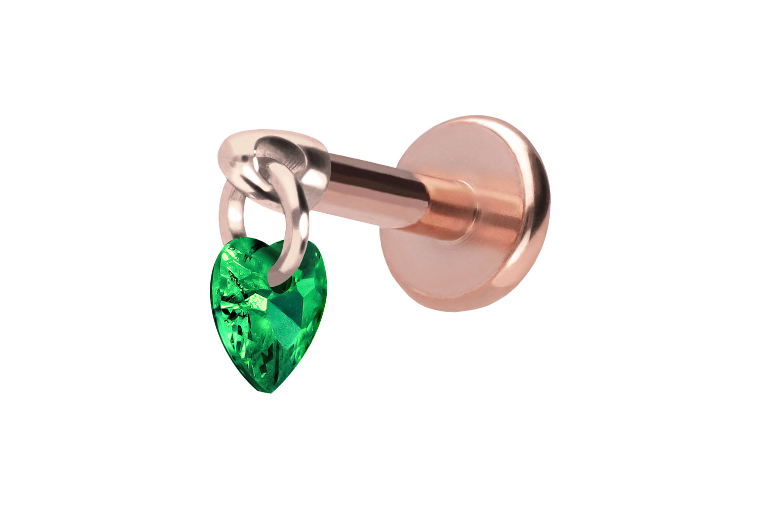 Titan Labret Piercing mit Push Fit KRISTALLHERZ